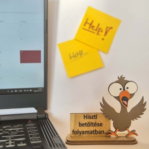 Hisztis Madár - Hiszti betöltése folyamatban fa figura, Otthon & Életmód, Dekoráció, Asztal és polc dekoráció, Asztaldísz, Festett tárgyak, Gravírozás, pirográfia, MESKA