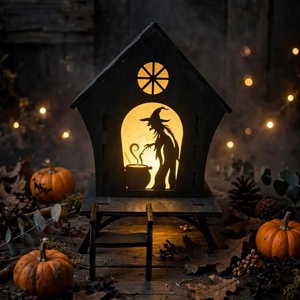 Világító boszorkányház � fa Halloween LED dekoráció - Meska.hu