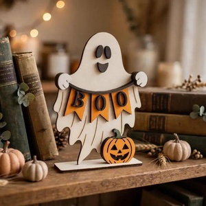 Kézzel festett BOO szellem � fa Halloween dekoráció - Meska.hu