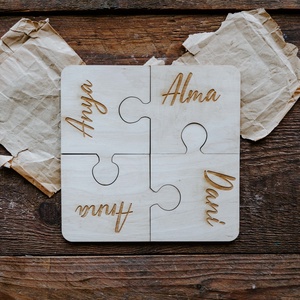 4 darabos névre szóló puzzle poháralátét szett - otthon & életmód - Meska.hu