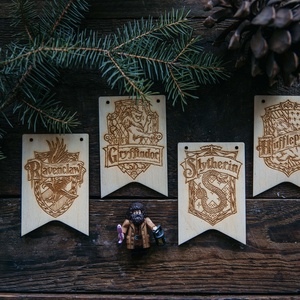 4 db Harry Potter karácsonyfadísz HP Dísz Gravírozzott Natúr karácsonyi dekoráció - Meska.hu