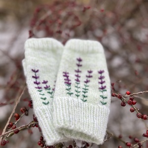 Kézzel kötött levendulás ujjatlan kesztyű � Gyapjú, Alpaka és Selyem keverék, Ruha & Divat, Sál, Sapka, Kendő, Kesztyű, Kötés, MESKA