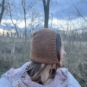 Alpaka gyapjú pixie bonnet � kézzel kötött barna sapka - ruha & divat - sál, sapka, kendő - sapka - Meska.hu
