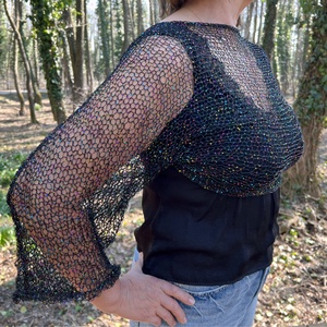 Csillogó hálós boleró, flitteres fekete shrug, alkalmi felső vagy strand kiegészítő (S/M) - Meska.hu