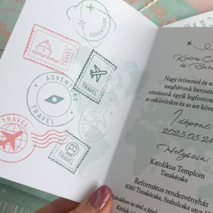 Passport stílusú beszállókártyás menta esküvői meghívó - esküvő - meghívó & kártya - meghívó - Meska.hu