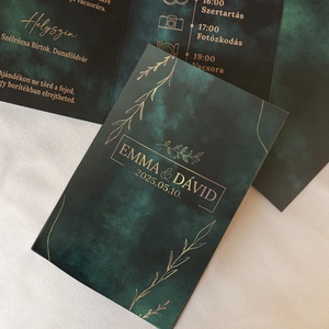 Emerald Elegance � Elegáns zöld kinyitható esküvői meghívó - esküvő - meghívó & kártya - meghívó - Meska.hu
