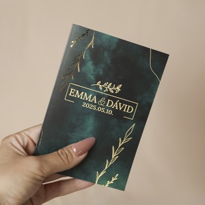 Emerald Elegance Gold � Elegáns zöld kinyitható esküvői meghívó - Meska.hu