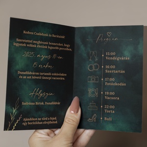 Emerald Elegance Gold � Elegáns zöld kinyitható esküvői meghívó - esküvő - meghívó & kártya - meghívó - Meska.hu