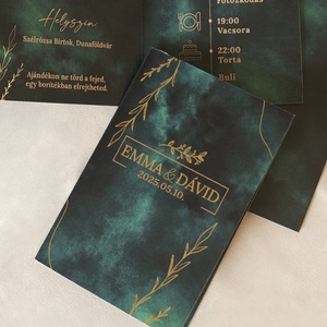 Emerald Elegance Gold � Elegáns zöld kinyitható esküvői meghívó - esküvő - meghívó & kártya - meghívó - Meska.hu