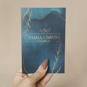 Azure Elegance � Elegáns kék kinyitható esküvői meghívó - esküvő - meghívó & kártya - meghívó - Meska.hu