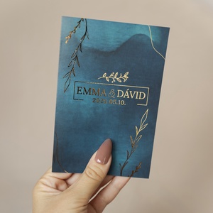 Azure Elegance Gold � Elegáns kék kinyitható esküvői meghívó - esküvő - meghívó & kártya - meghívó - Meska.hu