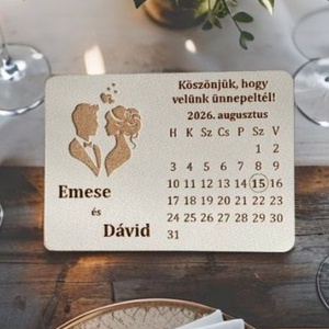 Esküvői köszönőajándék - gravírozott köszönőkártya - hűtőmágnes, Esküvő, Emlék & Ajándék, Köszönőajándék, Famegmunkálás, Gravírozás, pirográfia, MESKA