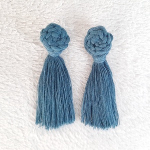 makramé knot fülbevaló - pávakék, Ékszer, Fülbevaló, Lógó fülbevaló, Csomózás, MESKA