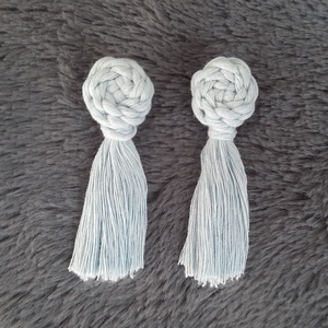 makramé knot fülbevaló - világoskék, Ékszer, Fülbevaló, Lógó fülbevaló, Csomózás, MESKA