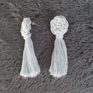 makramé knot fülbevaló - világoskék - ékszer - fülbevaló - lógó fülbevaló - Meska.hu