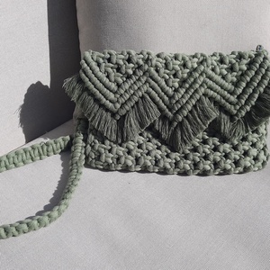 makramé borítéktáska, clutch - cikk-cakk mintával, Táska & Tok, Kézitáska & válltáska, Válltáska, Csomózás, MESKA