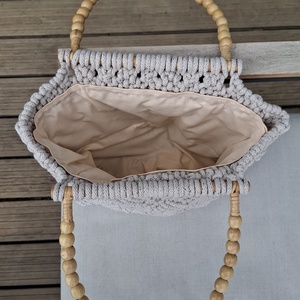 makramé táska virágmintával - bézs - táska & tok - kézitáska & válltáska - kézitáska - Meska.hu