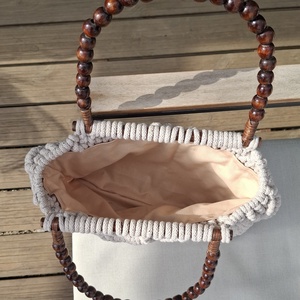 makramé kézitáska csipke mintázattal - bézs - táska & tok - kézitáska & válltáska - kézitáska - Meska.hu