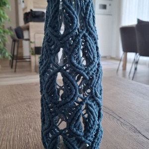 makramé váza - pávatoll mintával, Otthon & Életmód, Dekoráció, Virágdísz és tartó, Váza, Csomózás, MESKA