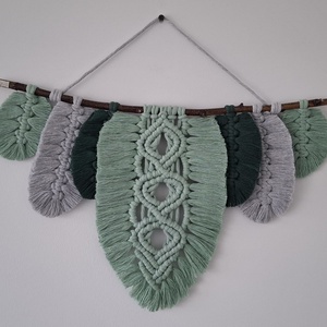 makramé falidísz falevél mintával, Otthon & Életmód, Dekoráció, Fali és függő dekoráció, Falra akasztható dekor, Csomózás, MESKA