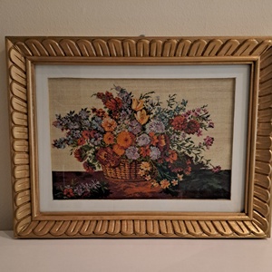 Mezei virágok- finom öltéses gobelin falikép, Művészet, Textilkép, Gobelin, , MESKA