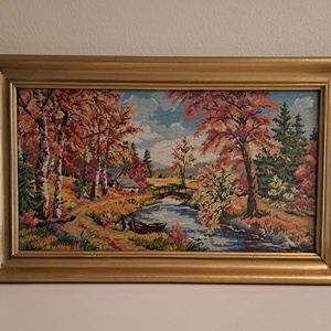 Őszi tájkép - finom öltéses gobelin falikép - Meska.hu