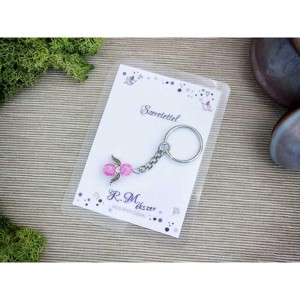 Szeretettel rózsaszín angyal medálos kulcstartó - táska & tok - kulcstartó & táskadísz - kulcstartó - Meska.hu