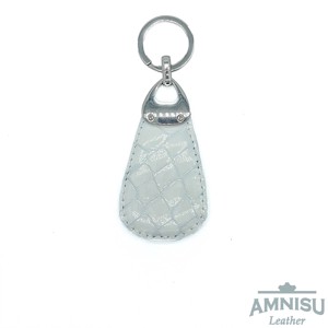 Fehér lakk krokkómintás csepp alakú swarovski köves bőr kulcstartó H3013 - táska & tok - kulcstartó & táskadísz - kulcstartó - Meska.hu
