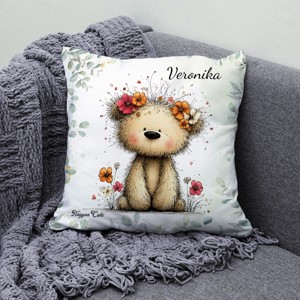 Névvel kérhető - A legcukibb tavaszi macika mintás párna - otthon & életmód - lakástextil - párna & párnahuzat - díszpárna (belsővel együtt) - Meska.hu