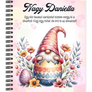 Személyre szabható - Virágos Húsvéti manó mintás A5-ös füzet, Otthon & Életmód, Papír, írószer, Jegyzetfüzet & Napló, , MESKA