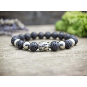 Buddha ezüst fénye lávaköves ásvány karkötő, Ékszer, Karkötő, Ásványkarkötő, , MESKA