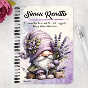 Személyre szabható - Édes Levendulás manó mintás A5-ös füzet - otthon & életmód - papír, írószer - jegyzetfüzet & napló - Meska.hu