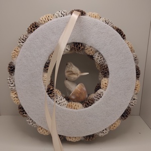 Karácsonyi kopogtató, koszorú madárral 23 cm - otthon & életmód - dekoráció - ajtó- és ablak dekoráció - ajtódísz & kopogtató - Meska.hu