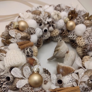 Karácsonyi kopogtató, koszorú madárral 23 cm - otthon & életmód - dekoráció - ajtó- és ablak dekoráció - ajtódísz & kopogtató - Meska.hu