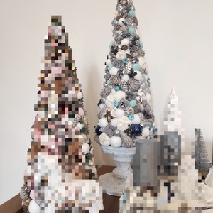 Mini karácsonyfa - kék/ezüst , Karácsony, Mikulás, Mikulás beltéri dekoráció, Festett tárgyak, Virágkötés, MESKA