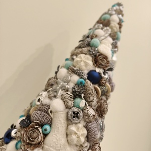 Mini karácsonyfa - kék/ezüst  - karácsony - mikulás - mikulás beltéri dekoráció - Meska.hu