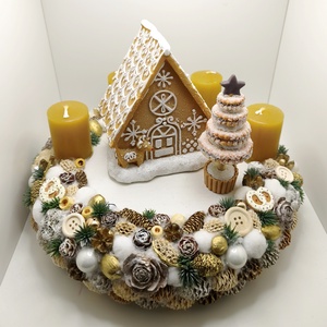 Adventi koszorú, mézeskalács  - karácsony - adventi díszek - adventi koszorú - Meska.hu