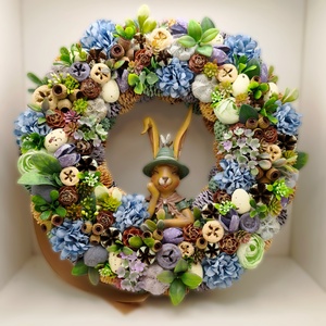 Tavaszi / húsvéti virágos koszorú, kopogtató 30 cm - Meska.hu