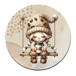 Hintázó kávés manó lány mintás bögre alátét, , , MESKA