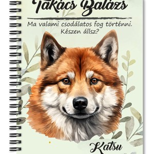 Személyre szabható - Vörös Akita portré mintás A6-os füzet, Otthon & Életmód, Papír, írószer, Jegyzetfüzet & Napló, , MESKA