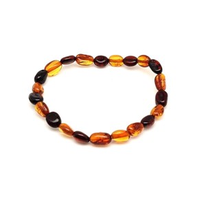Borostyán sötét barna mix pebble karkötő 6-8x4-6mm - Meska.hu