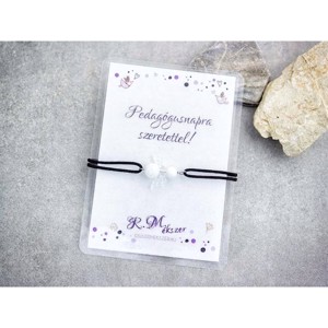 Fehér jáde karkötő védőangyal medállal � pedagógusnapi ajándék tanárnak, óvónőnek, állítható ásvány - Meska.hu