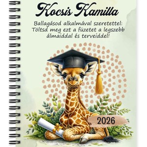 Személyre szabható - 2026 Ballagás - Zsiráf mintás A5-ös füzet - Meska.hu
