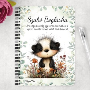 Személyre szabható - Az éjszakák vándora, édes kis borz mintás A6-os füzet - otthon & életmód - papír, írószer - jegyzetfüzet & napló - Meska.hu