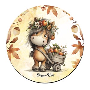 Cuki őszi póni almával mintás pohár alátét, , , MESKA