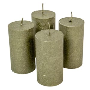 Rusztikus metál henger gyertya 50x90mm - olíva szett, Kellékek & szerszámok, Vegyes alapanyag, Dekorációs gyertya, , MESKA