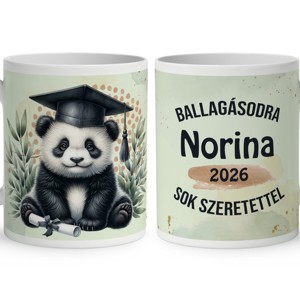 Névvel kérhető Panda - 2026 évi Ballagásra mintás bögre, Otthon & Életmód, Konyhafelszerelés, tálalás, Tálalás, Bögre & Csésze, , MESKA