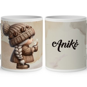 Névvel kérhető - Tündéri kávés manó lány mintás bögre, Otthon & Életmód, Konyhafelszerelés, tálalás, Tálalás, Bögre & Csésze, , MESKA