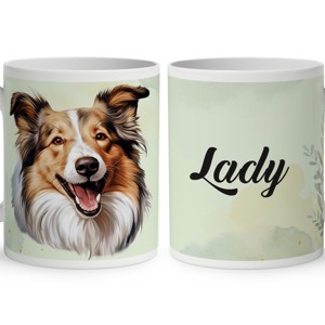 Névvel kérhető - Vidám skót juhászkutya portré mintás bögre, Otthon & Életmód, Konyhafelszerelés, tálalás, Tálalás, Bögre & Csésze, , MESKA