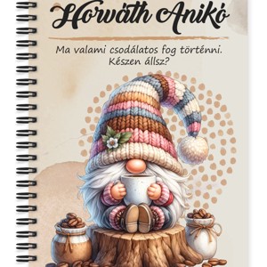 Személyre szabható - Kávés manó csüccs mintás A6-os füzet, Otthon & Életmód, Papír, írószer, Jegyzetfüzet & Napló, , MESKA